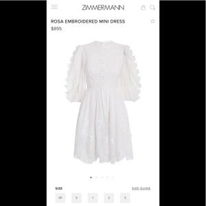 2022 spring Zimmermann ROSA EMBROIDERED MINI DRESS